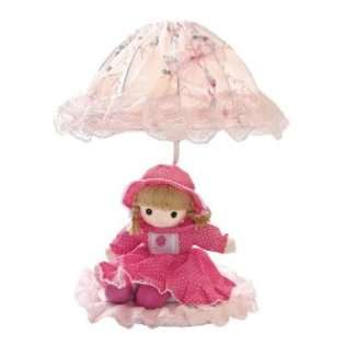   Table Lamp, Pink Baby Doll Base with Fuchsia Fabric Shade 