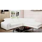   white bonded leather sectional sofa with lumbar cushions and chaise