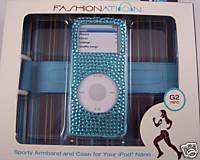 Bling iPod nano jeweled sporty armband & case blue crys  