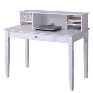 Walker Edison Writing Desk with Hutch in White Finish 