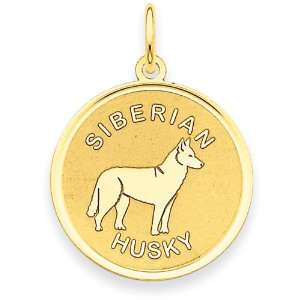  14k Siberian Husky Disc Charm Jewelry