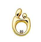 Mother and Child Diamond Charm Pendant 14K Yellow Gold