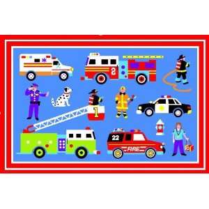  Rescue Heros, Fireman, Policeman Childs Area Rug L.A 