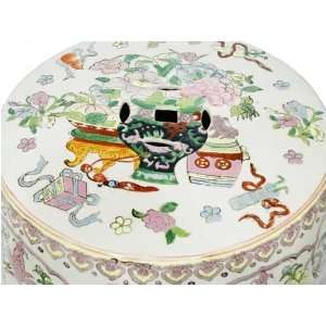 Ming Vase Design   Hand Painted Porcelain Oriental Garden Seat / Stool 