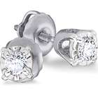   Gold Round Cut Diamond Solitaire Stud Earrings (.05 cttw, H Color, I1