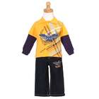 Allura Baby Boys Yellow Navy Graphic Layered Shirt Denim 2pc Outfit 