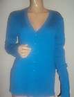   BY MAX AZRIA BLUE RIBBED KNIT COTTON BLEND CARDIGAN SWEATER NWT M