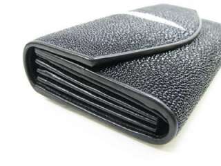 Genuine Black Stingray Skin Leather Clutch Purse Wallet  