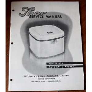   452 Automatic Washer Service Manual Thor Canadian Company Books