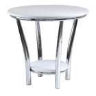 Winsome Wood Maya Round End Table with Large White Top and Metal Leg