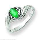 FindingKing 14K White Gold Emerald & 0.03ct Diamond Ring
