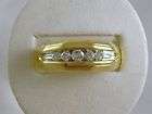 14k White Gold Mens Diamond Ring, 14k Yellow Gold Males Wedding Band 