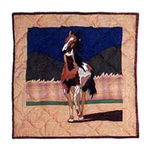  S Applique II Theme Wild Horses Quilted Toss Pillow 16x16 