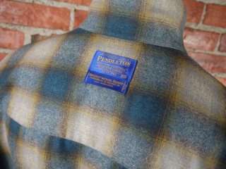 Mens Size XL PENDLETON BLUE SHADOW PLAID ZIP UP 100% Virgin Wool 