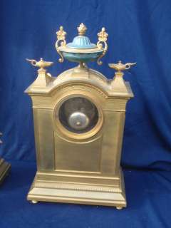 Antique Sevres 3pc Bronze & Porcelain Clock Set  