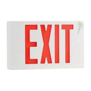 Universal Thermoplastic LED Exit Sign   Red Letters   White Housing 