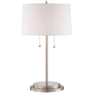  Brushed Nickel Finish with Drum Shade Modern Table Lamp 