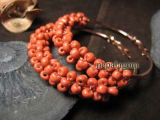 E2576 Belly dance orange color glass bead Gyspy EARRINGS India Free 