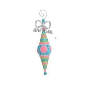   Candy Fantasy Whimsical Finial Christmas Ornament with Pink Polka Dots