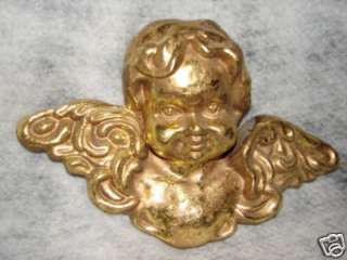 BEAUTIFUL VINTAGE LARGE GOLD ANGEL ~ HANG ON WALL 12 WING SPAN