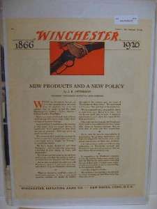 Vintage 1920 Winchester Firearms Magazine Ad  