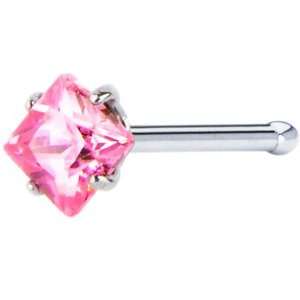  20 Gauge Pink Diamond Shape CZ Nose Bone Jewelry