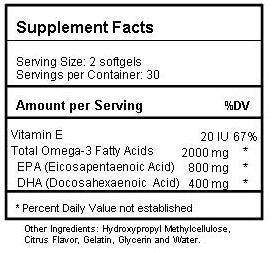 OMEGA 3 FISH OIL, 2000 mg gelcap, HIGH PURITY EPA & DHA  