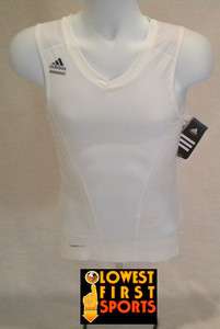 Adidas PowerWeb Techfit Sleeveless Tank Shirt Tee White New $45Mens S 