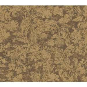   By Color BC1580607 Brown Large Leaf Swirl Wallpaper