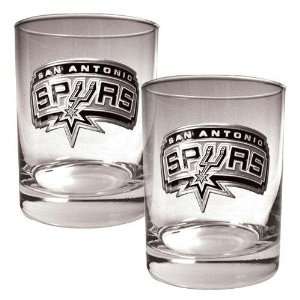San Antonio Spurs NBA 2pc Rocks Glass Set   Primary Logo