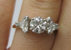 Ladys Three Stone Diamond Ring Platinum 14k Gold  