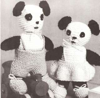 Vintage Twin Panda Bear Stuffed Toy Knitting PATTERN  