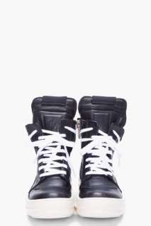 Rick Owens Black Leather Geobasket Sneakers for women  