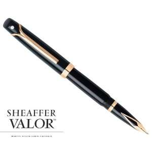  Sheaffer Valor Glossy Black/22K Gold Plate Trim Fountain Pen 