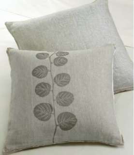 erba Silver Leaf Print 20 Decorative Pillow Khaki Linen Toss 