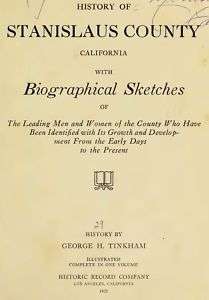 History of Stanislaus County California Genealogy on CD  