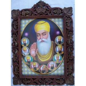 Guru Nanak Dev Ji, Poster Painting in Wood Frame