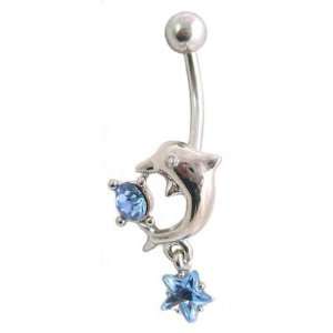  Dolphin Star Dangle 14 Gauge Navel Belly Ring Everything 
