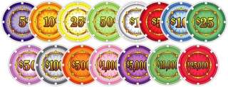 SAMPLE SET OF 15 GENUINE CHIPCO CLASSIC POKER CHIPS.