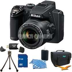 Nikon Coolpix P500 12MP Black Digital Camera 8GB Bundle 018208262564 