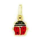 goldia 14k Gold Enameled Ladybug w/Flowers Oval Pendant