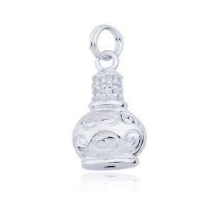   Plated Sterling Silver Diamond Accent Perfume Bottle Charm Jewelry
