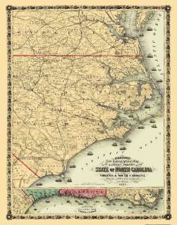 STATE OF NORTH CAROLINA (EASTERN PORTION/NC) MAP 1861  