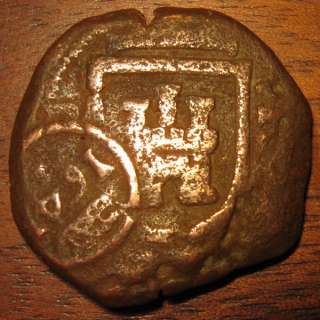 Pirate Treasure Coin 1625 Spanish Colonial 8 Maravedis Copper Cob 1641 