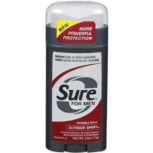 Sure For Men Invisible Solid Deodorant Outdoor Sport 2.6 oz (Quantity 