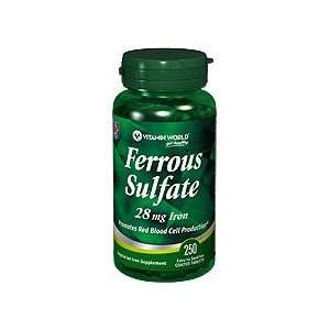  Ferrous Sulfate 28 mg. 250 Tablets
