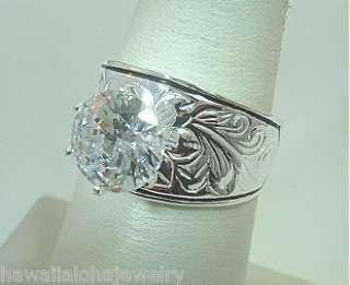 13mm STER Silver Hawaiian Orchid 5.07Cts CZ Enamel Ring  