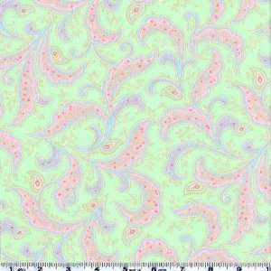  45 Wide Moda Kashmir IV Paisley Feather Mint Fabric By 