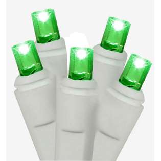   Grade Green LED Wide Angle Christmas Lights   White Wire 