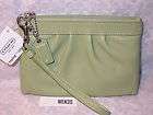 NWT Coach Sage Green Leather Pleated Wristlet 43431